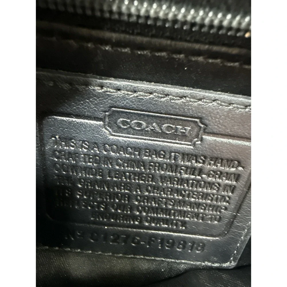 Coach Signature Embossed Black Patent Leather Tote Bag